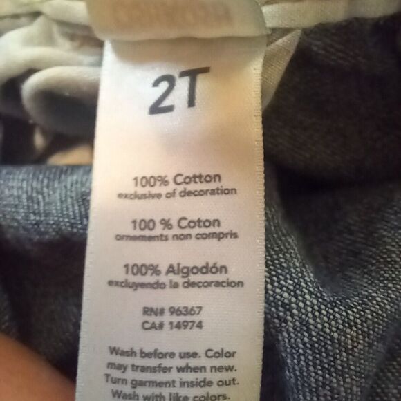 OshKosh B'Gosh Denim Bib Overalls-Size 2T-Pocket-Adjustable Straps-Brooklyn Wash - Picture 10 of 11